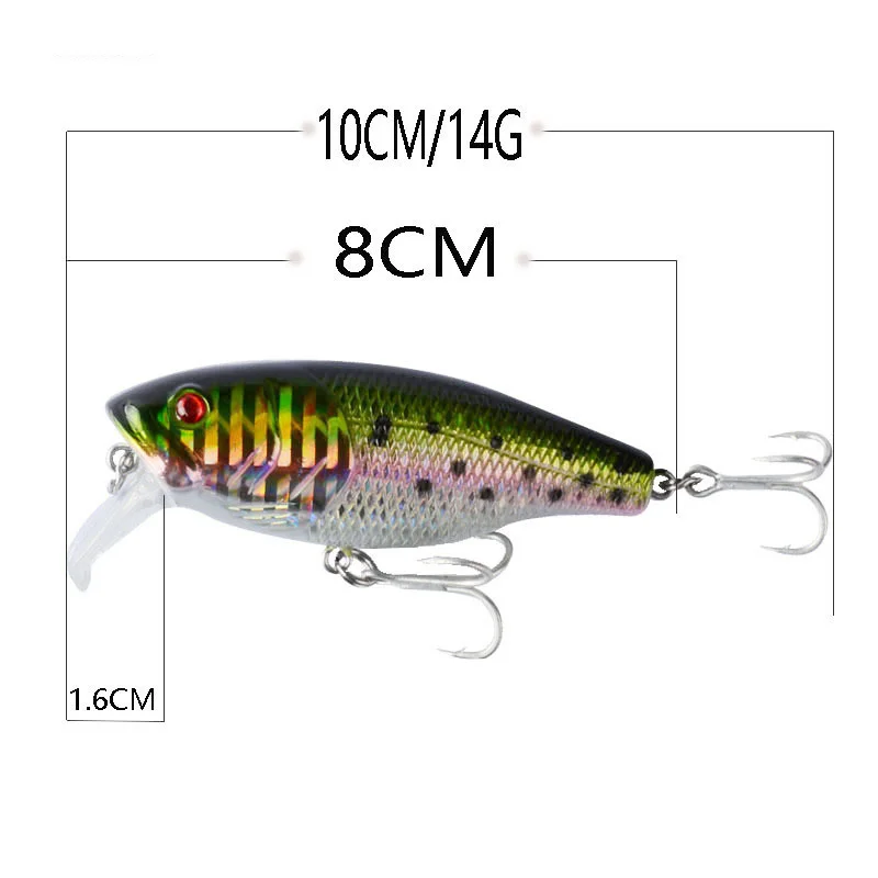 1 шт. Minnow приманки для рыбалки с длинным губ 8 см/14g 3D глаза твердая приманка Topwater