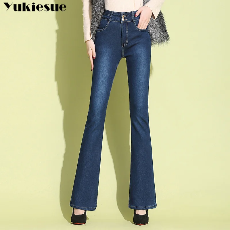 

Winter flare Jeans Woman Skinny Fleece Denim Pants High Waist Mom Vintage Stretch Velvet Warm Women's Jeans For Women Denim 2020