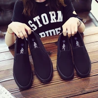full black women canvas shoes sneakers casual loafers female shoes adult slip on flats autumn womens trainers zapatos de mujer