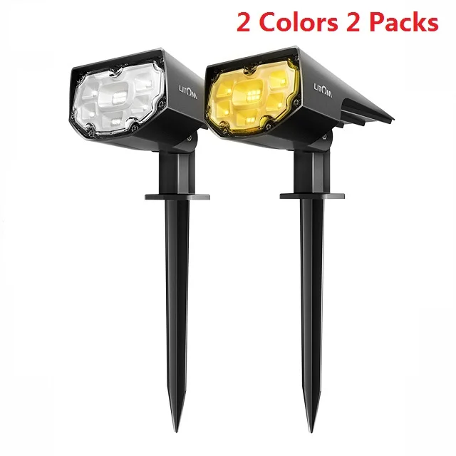 2 Colors 2 Packs LITOM CD190 солнечный светильник 2 предмета в упаковке, красный/зеленый/синий 12 светодиодов IP67 Водонепроницаемый солнечный светильник 2-в-1 точечный светильник s 2 светильник ing режимов садовые лампы теплый белый - Испускаемый цвет: 2 Colors 2 Packs
