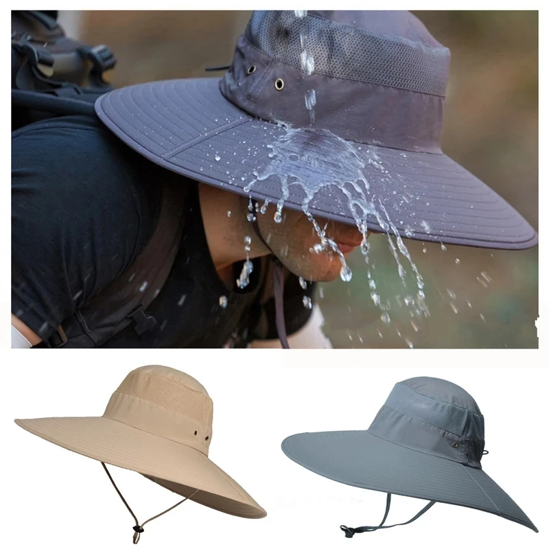 

New 2021 Summer Hat Oversized Brim Panama Men's Fisherman Hat Waterproof Sun Hat Mountaineering Hat Beach Western Hat