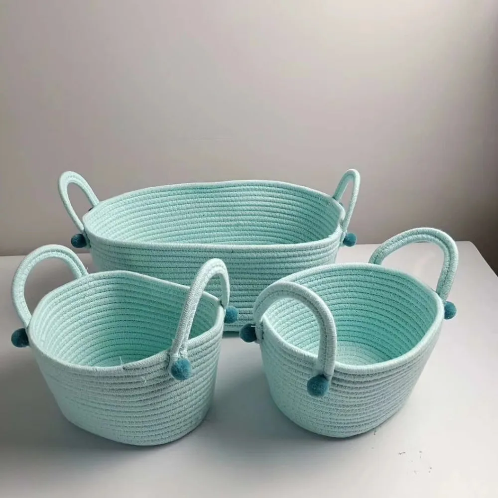 Корзина для хранения из 3 хлопковых веревок корзина грязной одежды розовая белья