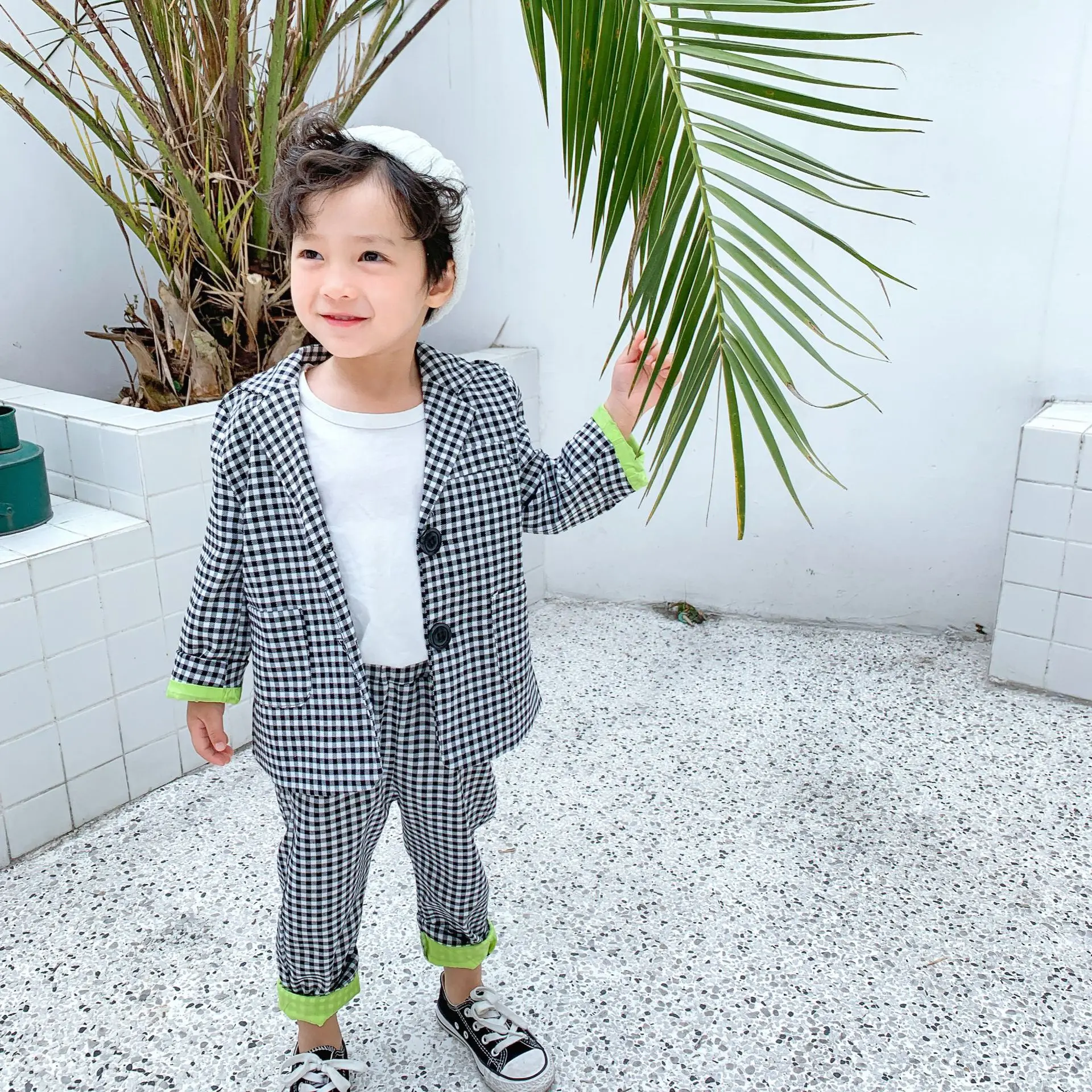 Spring boys girls fashion plaid Suits 2020 kids casual coat and pants or skirt 2pcs sets Brother sister suit | Детская одежда и
