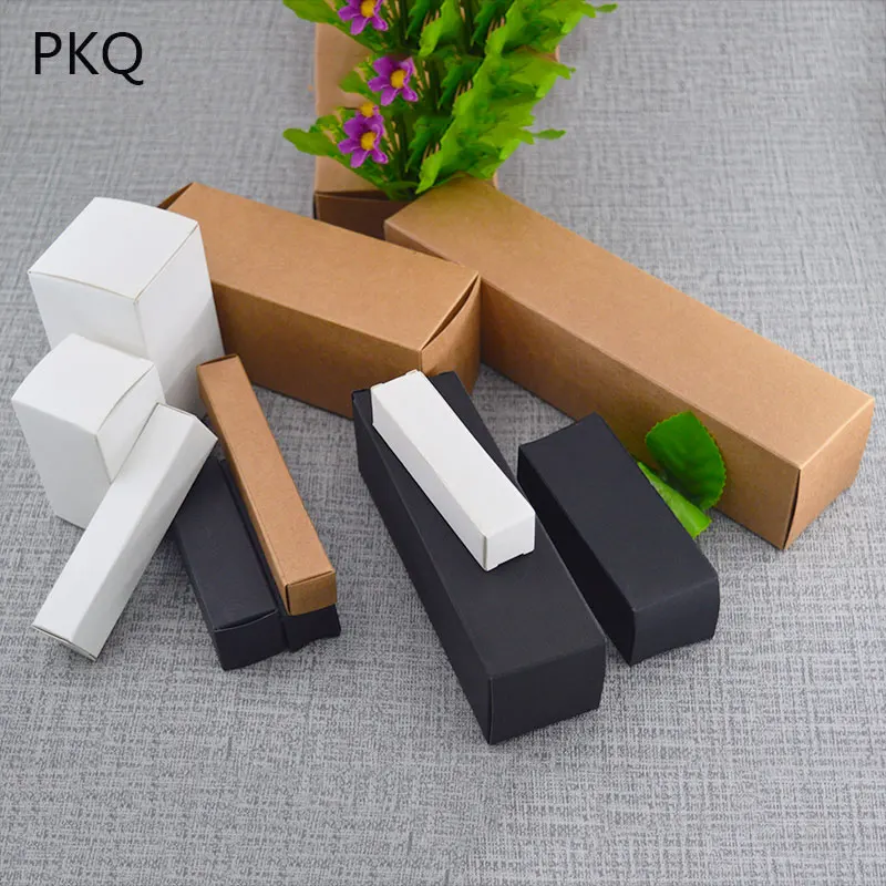 10pcs White Kraft Paper Box Black Cardboard Gift Boxes Brown Craft Lipstick Packaging Oil Bottle Cosmetic 5 sizes | Дом и сад