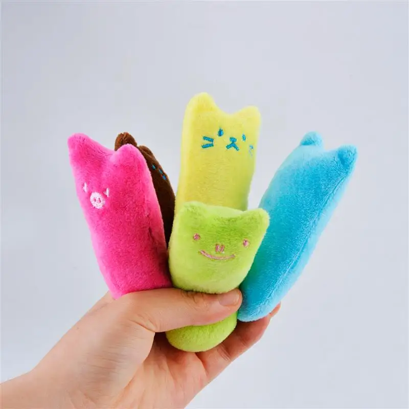 

5Pcs Cat Grinding Catnip Toys Interactive Plush Cat Toy Pet Kitten Chewing Toy Claws Thumb Bite Gatos Mint For Cats Teeth Toys
