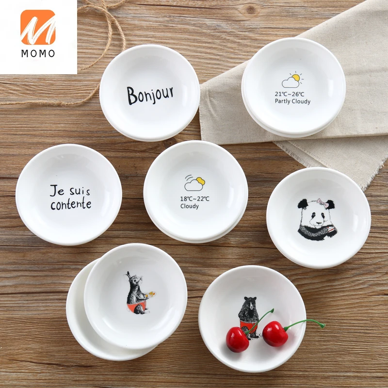 

Creative Ceramic Household Chinese-Style Plate Dish Cartoon Dish Dessert Small Plate Children's Dish Bone Dish Soy Sauce Dish