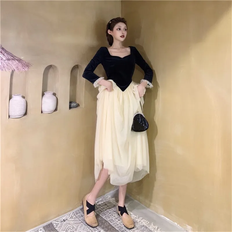 Элегантное Сетчатое платье принцессы 2020 модная женская одежда с квадратным