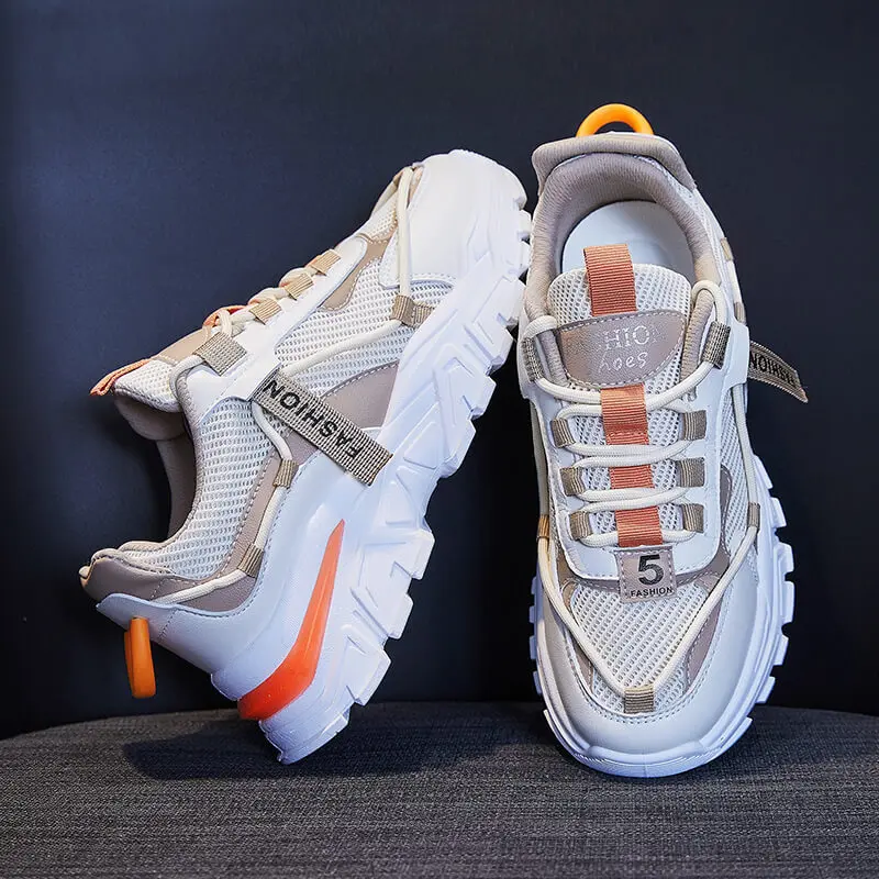 

Женские кроссовки на массивной платформе, брендовые дизайнерские, повседневная обувь для пожилых пап, Спортивная сетчатая обувь на шнуровк...