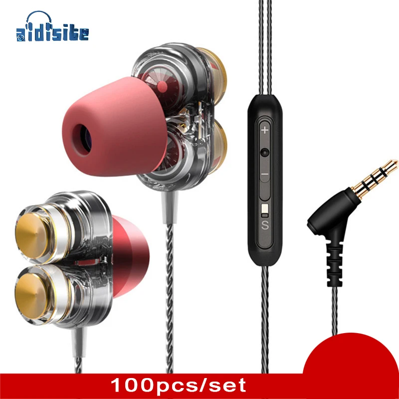 Aidisite 100 шт./компл. наушники с микрофоном памяти поролоновые; для наушников гарнитура двойной движущийся круг с функцией превосходной передачи басов шум Hi-Fi Двойной драйвер игровая