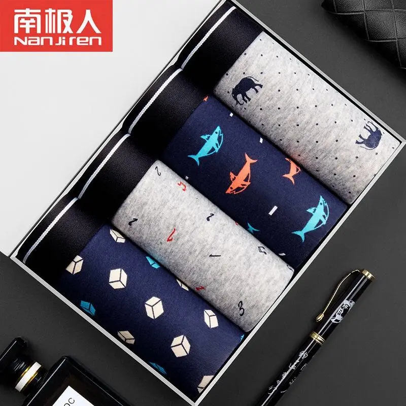 4pcs Hot Underwear Men Cotton Boxer Homme Brand Underpants Male Panties Wild BreathbaleShorts Sexy UConvex Pouch Plus Size L-3XL