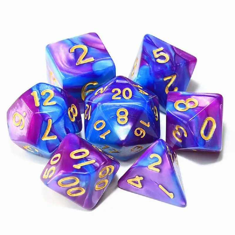7 шт./лот многогранные игральные кости d4 d6 d8 d10 d % d12 d20 неправильные для DND