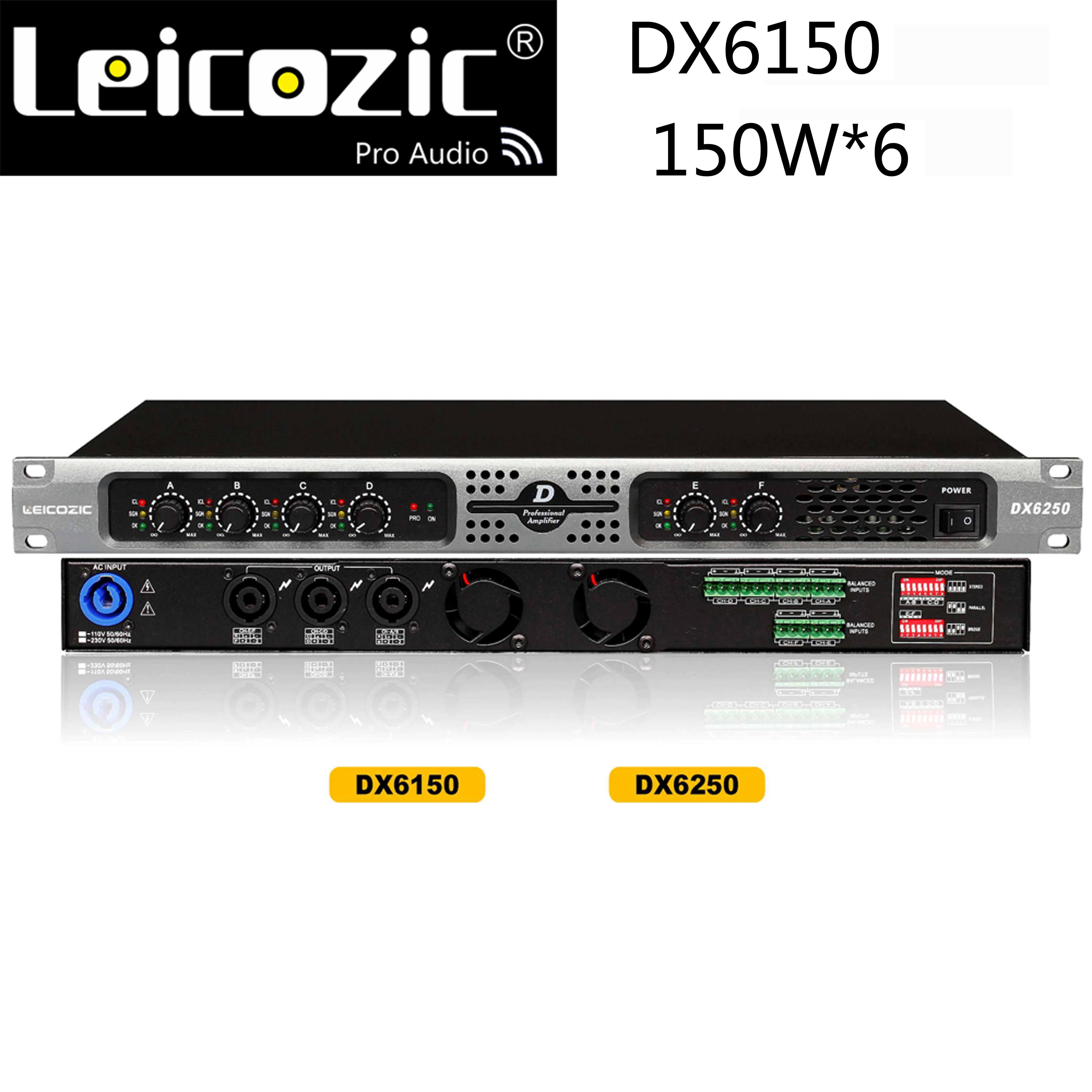 

Leicozic DX6150 6 channel amplifier class d professional power amplifiers 150w RMS 6x 250w amplifier 4ohms profesional amplifier