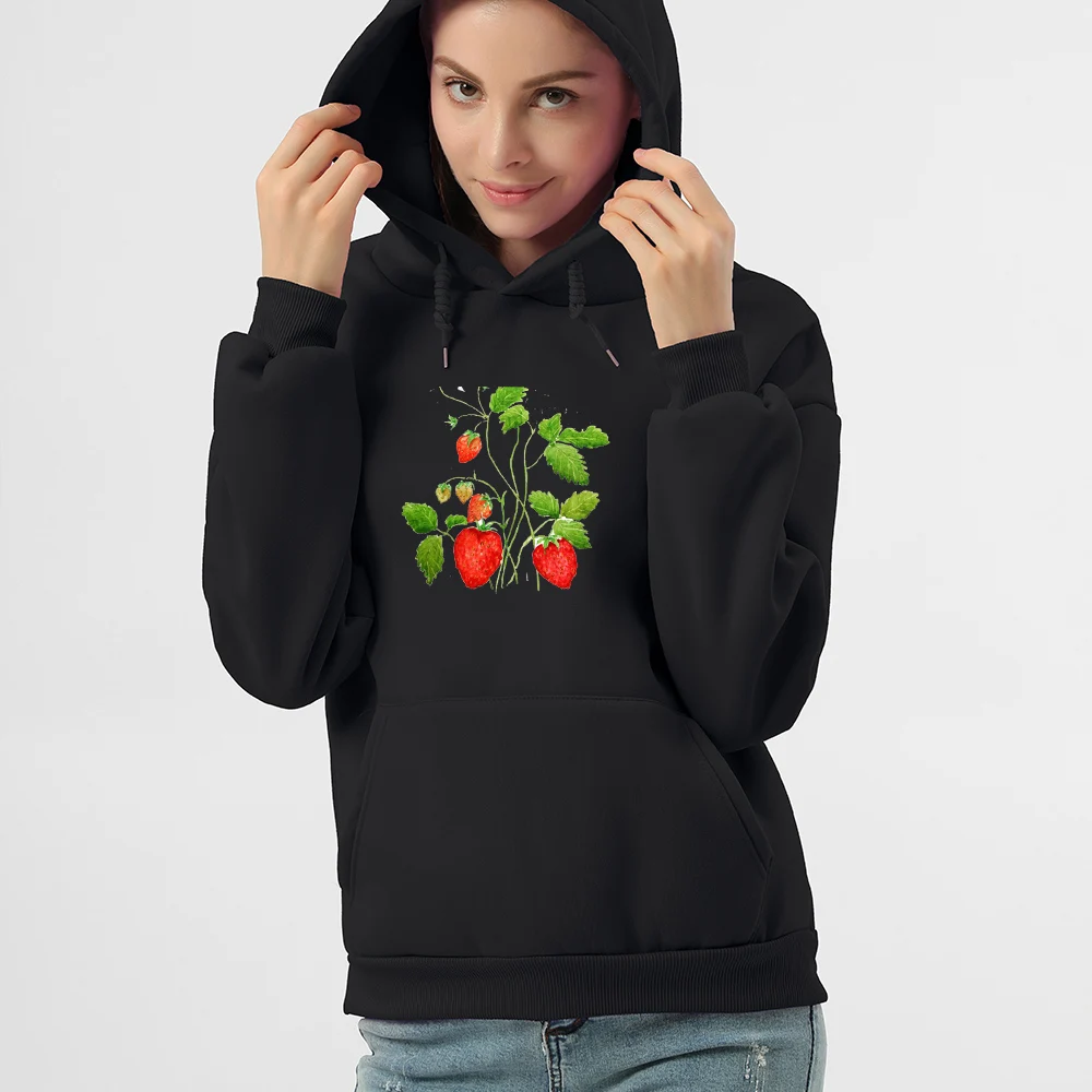 Harajuku Kawaii Strawberry Hoodies Sweatshirts Women Kpop Femmes Sweetshirts Streetwear Autumn Winter Plus Size Woman Clothing