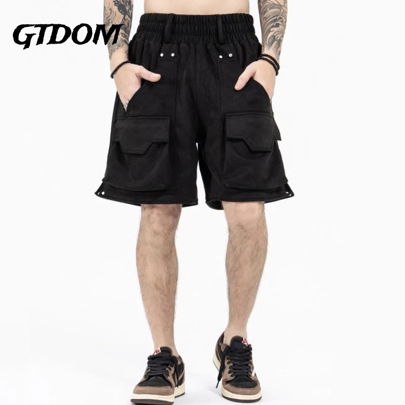 

GTDOM Men Summer 2022 New Tooling Shorts Cotton High Street Casual Breasted Loose Casual Knee Length Pants Pocket Fashion Shorts
