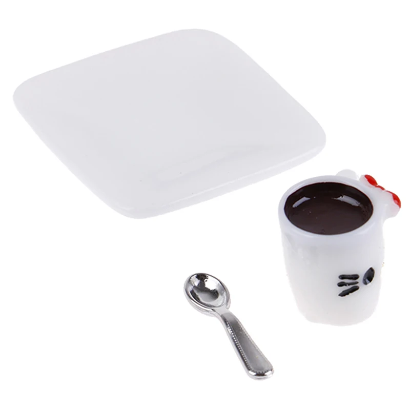 

1:12 Miniature Coffee Cup & Saucer & Spoon Simulation Doll house Furniture Toy