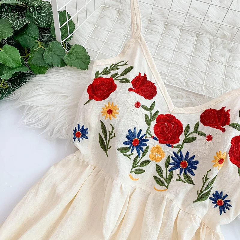 Neploe Лето 2019 женское платье сладкий цветок топ с вышивкой Vestidos винтажное богемное