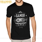 Желтые футболки для геймеров, мужские футболки на заказ из чистого хлопка с коротким рукавом и круглым вырезом