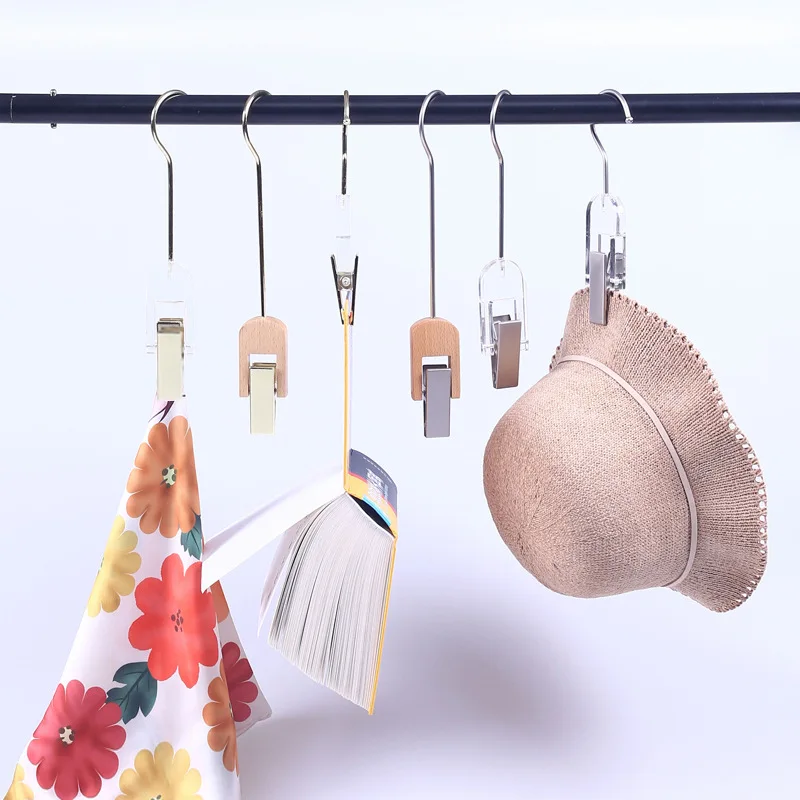 

Colorful Good Life Store1PCS Clothespin Solid Wood Hook Clip Scarf Hook Log Single Clip Hook Transparent Decorative Scarf S Hook