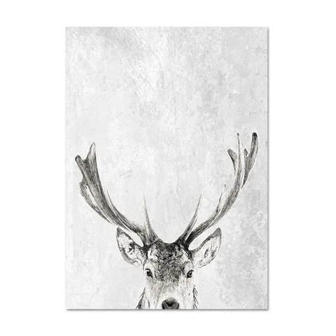 Декоративный постер в скандинавском стиле, белая пейзажная Картина на холсте, скандинавский лес, олень, Орел, черная Минималистичная Настенная картина