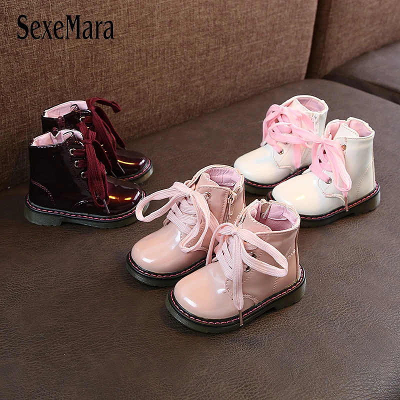 

Children's Shoes Girls Boots Boys Martin Shoes Waterproof PU Leather Little Girl Shoes Solid 2020 Baby Winter Snow Boots C07044
