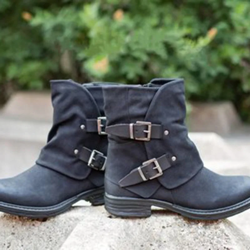 

Женские осенне-зимние ботинки с круглым носком, до середины икры