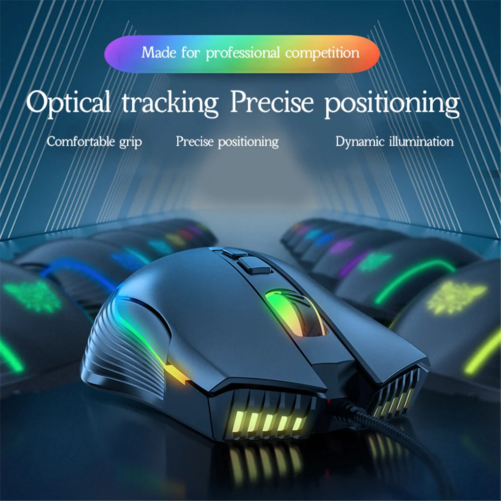 

CW905 6400 DPI Wired Gaming Mouse USB Game Mice 7 Buttons Design Breathing LED Colors for Laptop PC Gamer