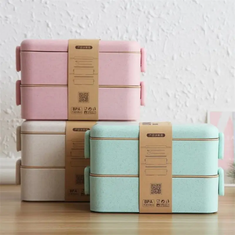 Двухслойный Ланч бокс из пшеничной соломы 1200 мл контейнер для хранения еды в