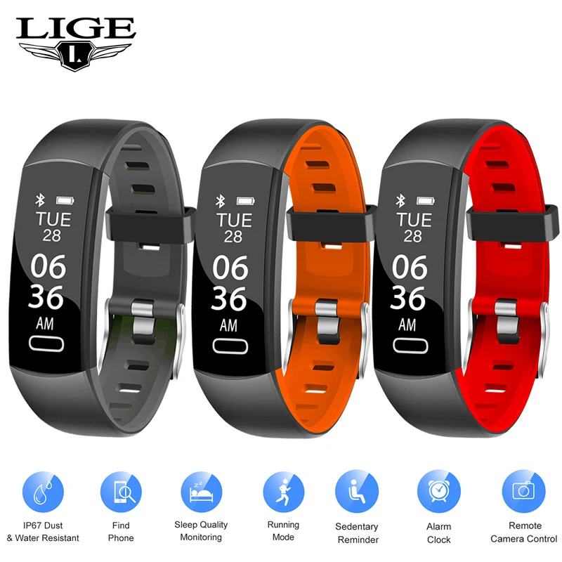 LIGE 2019 спортивный браслет Bluetooth умный трекер активности пульсометр длительное