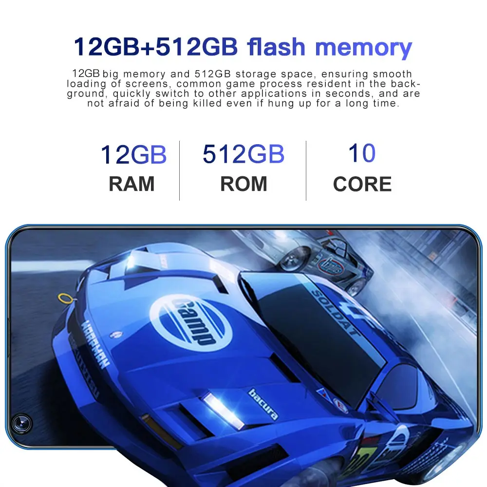 Новый смартфон Gaxlay S30 Ultra 32MP HD Задняя камера 12 + 512 Гб Поддержка распознавания лица