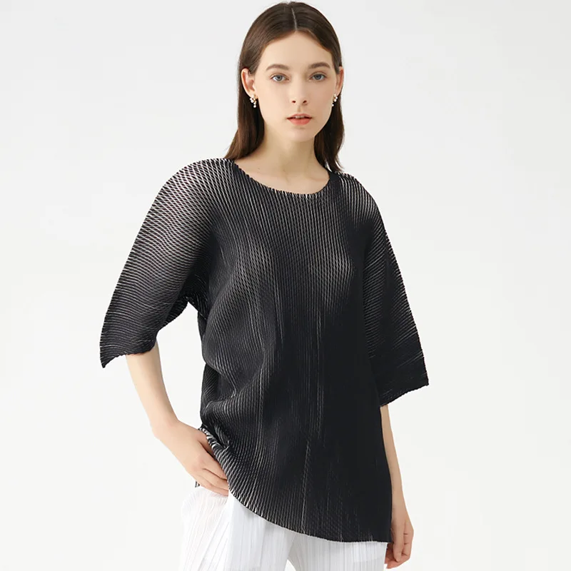 

Женский дизайнерский плиссированный свитер Issey Miyake, модный свободный нишевый свитер в стиле ins, одежда Dongdaemun на лето