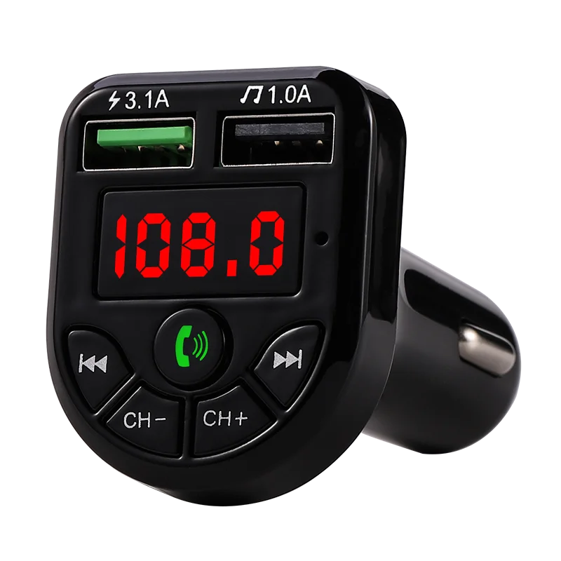 

2021 New New LED FM Transmitter Bluetooth 5.0 Car kit Dual USB Car Charger 3.1A 1A 2 Port USB MP3 Music Player support TF/U Disk