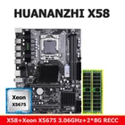 HUANANZHI X58 LGA1366 M-ATX материнская плата с ЦП Xeon E5 X5675 3,06 ГГц от известного бренда Оперативная память 16G 2*8 г ECC REG купить компьютер PC Запчасти 