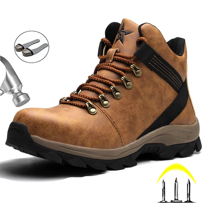 

Pop Male Winter Boots Safety Shoes Men Steel Toe Shoes Men Boots Puncture-Proof Work Boot Security Shoes Lightweight Work Shoes