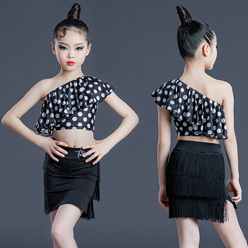 Юбка для латинских танцев с бахромой в горошек девочек BL5831 | Тематическая одежда