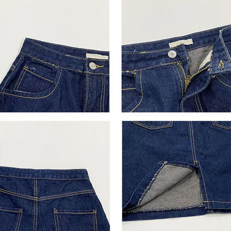 

Skirts Women Knee-length Fashion Vintage Summer Back-slit Ulzzang Casual Retro College Large Size S-5XL Denim High Street Simple