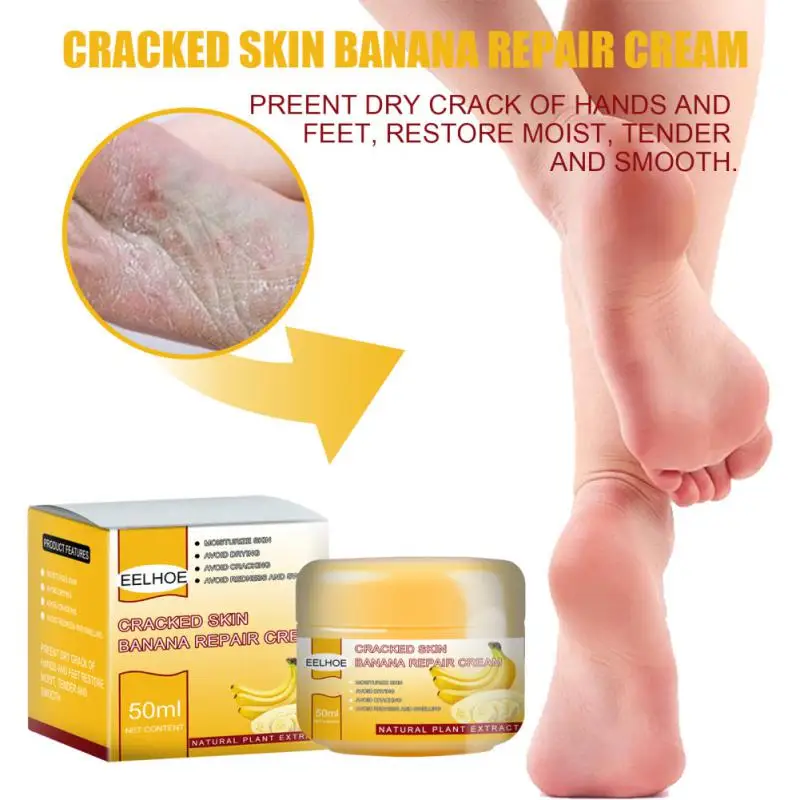 

50g Natural Banana Oil Anti-Drying Crack Foot Cream Heel Cracked Repair Cream Removal Dead Skin Moisturizing Hand Feet Care HOT