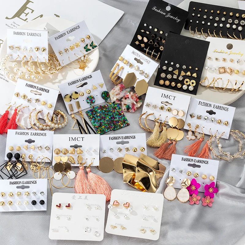 Серьги-гвоздики женские акриловые с жемчугом в богемном стиле 2021 - купить по