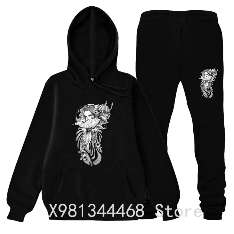 

2021 Trendy Winter Fleece Men's Hoodie Set Big Black Hoodie + Pants Fashion Casual Hip Hop Women's Pullover Set S-3XL