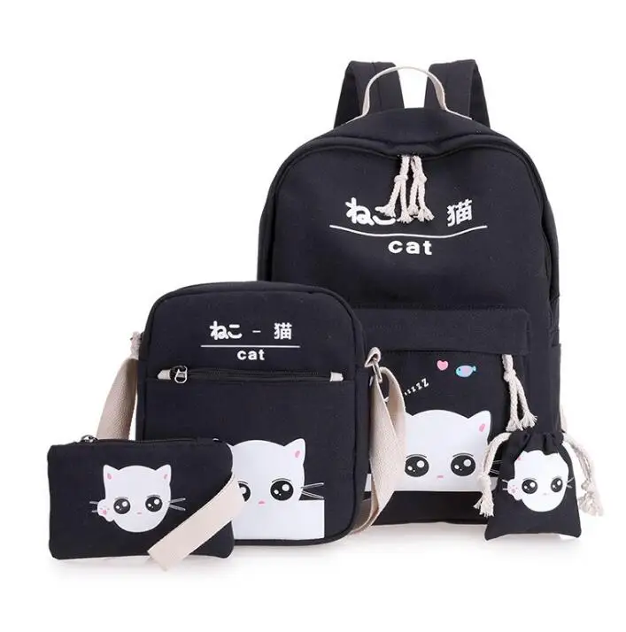 4 шт./компл. женские рюкзаки с персонажами мультфильмов кролик Печать холщовый