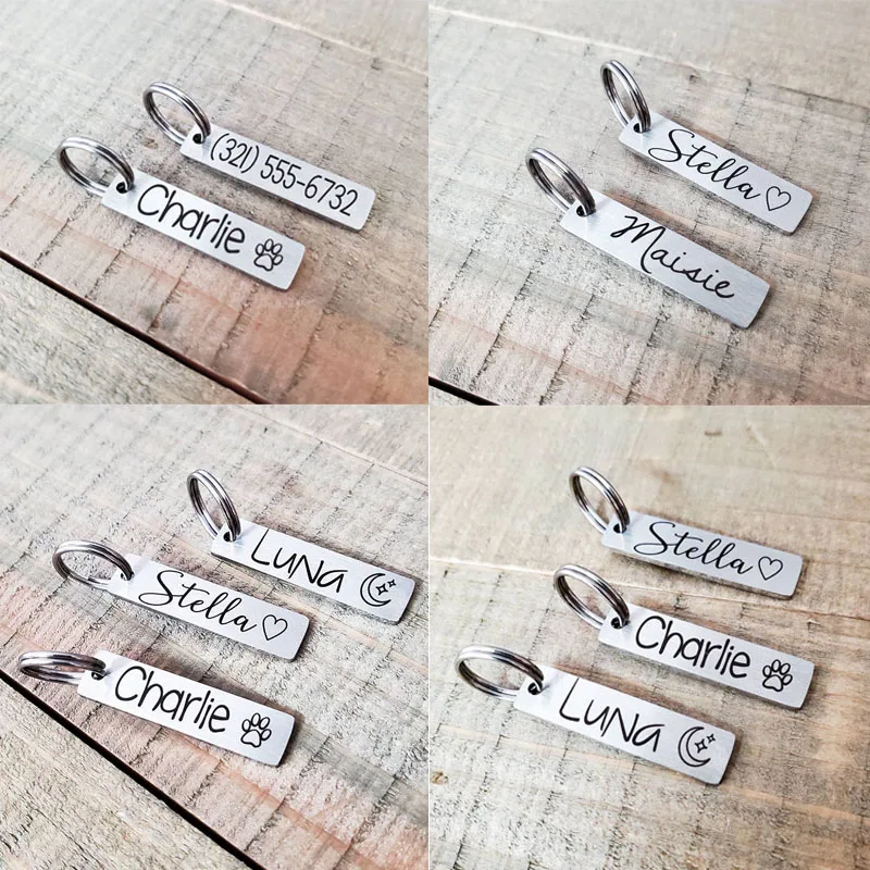 

Personalized dog tag, silver, stainless steel engraving, pet ID tag, cat name, dog ID tag, personalized dog collar tag