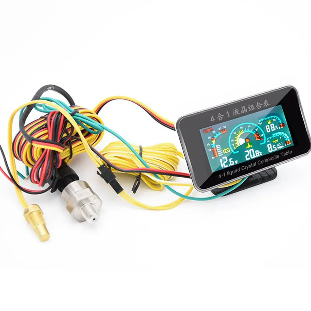 Универсальный lcd 12 v/24 v Автомобильный манометр давления масла+ вольтметр измеритель величины напряжения+ Датчик температуры воды с датчиками