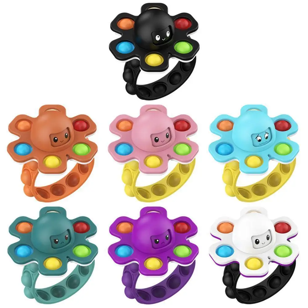 

Fidget Toys Push Flip Kawaii Face-Changing Octopus Bracelet Two-Side Mood Expression Emotional Silicone Decompression Kids Toy
