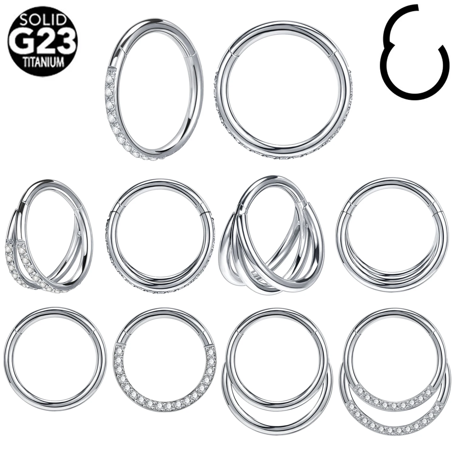 

ZS 1 PC G23 Titanium Nose Ring For Women Men AAA Cubic Zircon Septum Piercings 16G Ear Helix Cartilage Tragus Piercing Jewelry