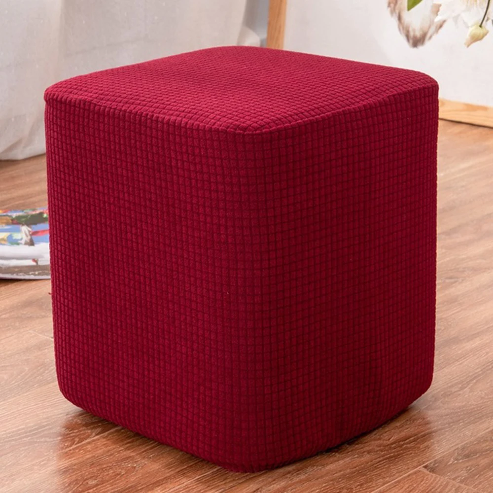 Square Ottoman Slipcover Elastic Footstool Cover Sofa Foot Rest Stool Cover Stretch Stool Chair Cover Furniture Protector