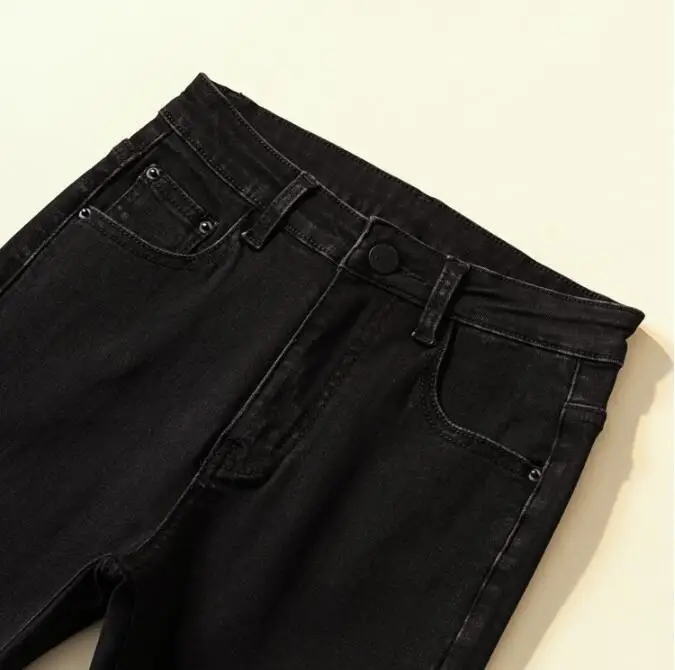 

New Quality 2019 High Waist Jeans Korean Women Grey Tights Pants Black Ladies Jeans