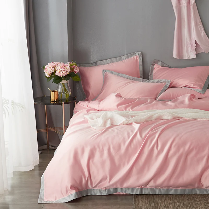 Роскошный розовый комплект постельного белья Liv-Esthete из 100% шелка пододеяльник