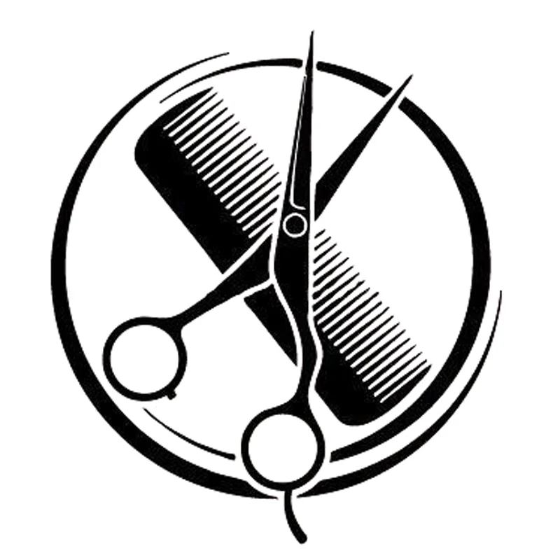 

Car Sticker Comb Scissors Barbershop Beauty Salon Black/silver Car Sticker 12.9cm * 14.6cm