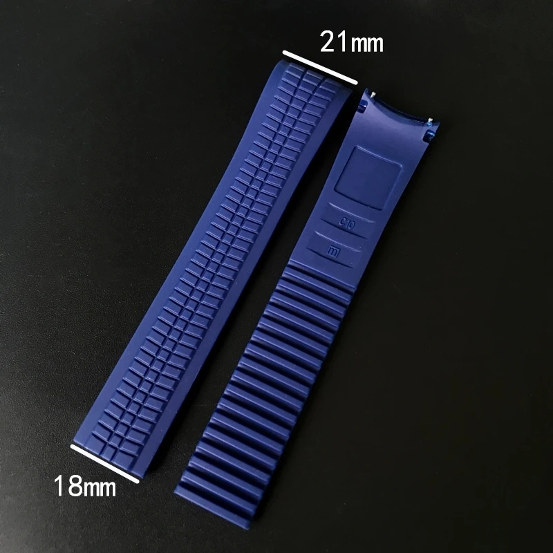21mm Curved End Metal Pins Rubber Silicone Watch Band Fit For Patek PP Philippe AQUANAUT 5167A Black Brown Green Blue Soft Strap