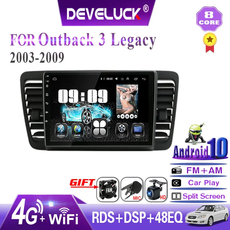 Автомобильный радиоприемник 6G + 128G 8 core Android10.0 для Subaru Outback 3 Legacy 4 2003 2009 2din GPS