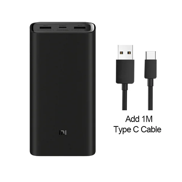 Add Type C Xiaomi power Bank 3 20000 мАч порт выход PD быстрое зарядное устройство Внешний аккумулятор Xiaomi 20000 мАч power bank для ноутбука - Цвет: Add Type C